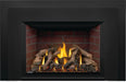 Napoleon Oakville X4 gas fireplace insert, large black face and backer with Old Town brick panels
