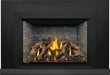 Napoleon Oakville X4 gas fireplace insert, small black face with Westminster panels and riser box