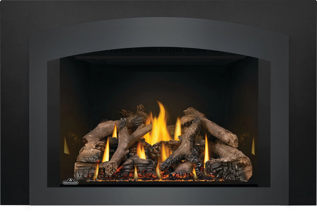 Napoleon Oakville X4 gas fireplace insert, small arched charcoal face