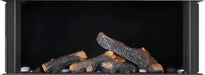 Napoleon Tall Bay Luxuria 50 three-sided gas fireplace, front view with oak logs