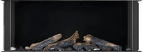 Napoleon Tall Bay Luxuria 50 three-sided gas fireplace, front view with driftwood logs