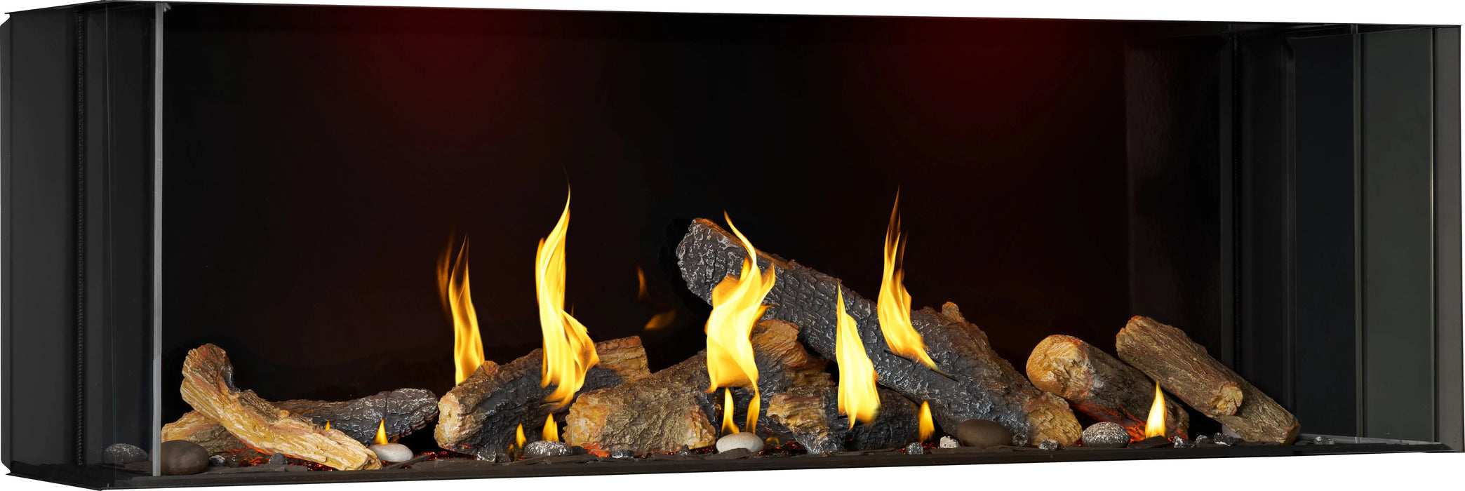 Napoleon Tall Bay Luxuria 62 gas fireplace, corner installation with oak logs