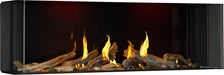 Napoleon Tall Bay Luxuria 62 gas fireplace, corner installation with driftwood logs