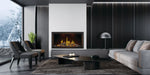 Napoleon Tall Vector 50 gas fireplace with Luminous Logs, installed in a wall with driftwood logs