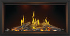 Napoleon Tall Vector 50 gas fireplace with Luminous Logs, front view with driftwood logs