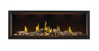 Napoleon Tall Vector 74 gas fireplace with Luminous Logs, front view with driftwood logs