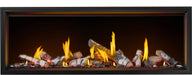 Napoleon Tall Vector 74 gas fireplace with Luminous Logs, front view with birch logs, glowing ember bed