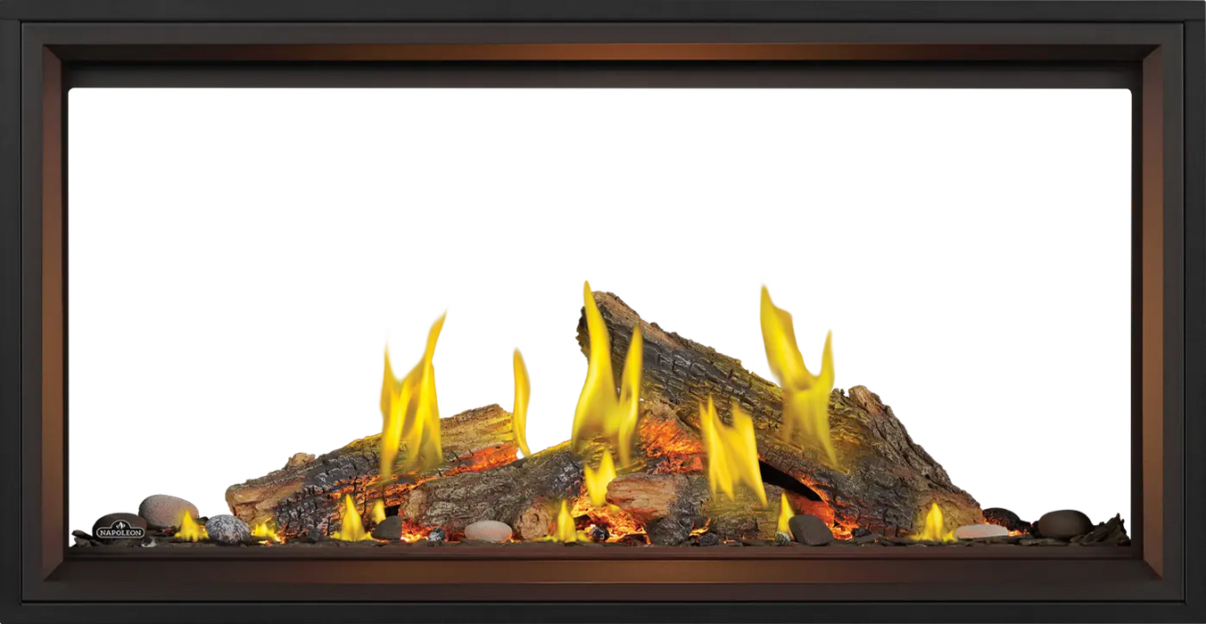 Napoleon Tall Linear Vector™ 50 See Through Gas Fireplace with Luminous Logs Napoleon Hearth
