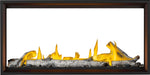 Napoleon Tall Vector 50 see-through gas fireplace, front view with birch logs