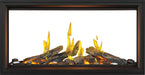 Napoleon Tall Vector 50 see-through gas fireplace with Luminous Logs, front view with driftwood logs