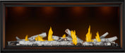 Napoleon Tall Vector 62 gas fireplace, front view with birch logs, night light on