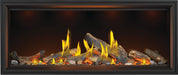 Napoleon Tall Vector 62 gas fireplace with Luminous Logs, front view with oak logs