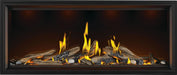 Napoleon Tall Vector 62 gas fireplace with Luminous Logs, front view with driftwood logs