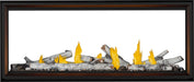 Napoleon Tall Vector 62 see-through gas fireplace, front view with birch logs