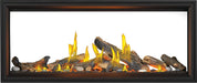 Napoleon Tall Vector 62 see-through gas fireplace with Luminous Logs, front view with oak logs