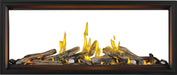 Napoleon Tall Vector 62 see-through gas fireplace with Luminous Logs, front view with driftwood logs