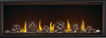 Napoleon Tall Vector 74 gas fireplace, front view with wrought iron globes