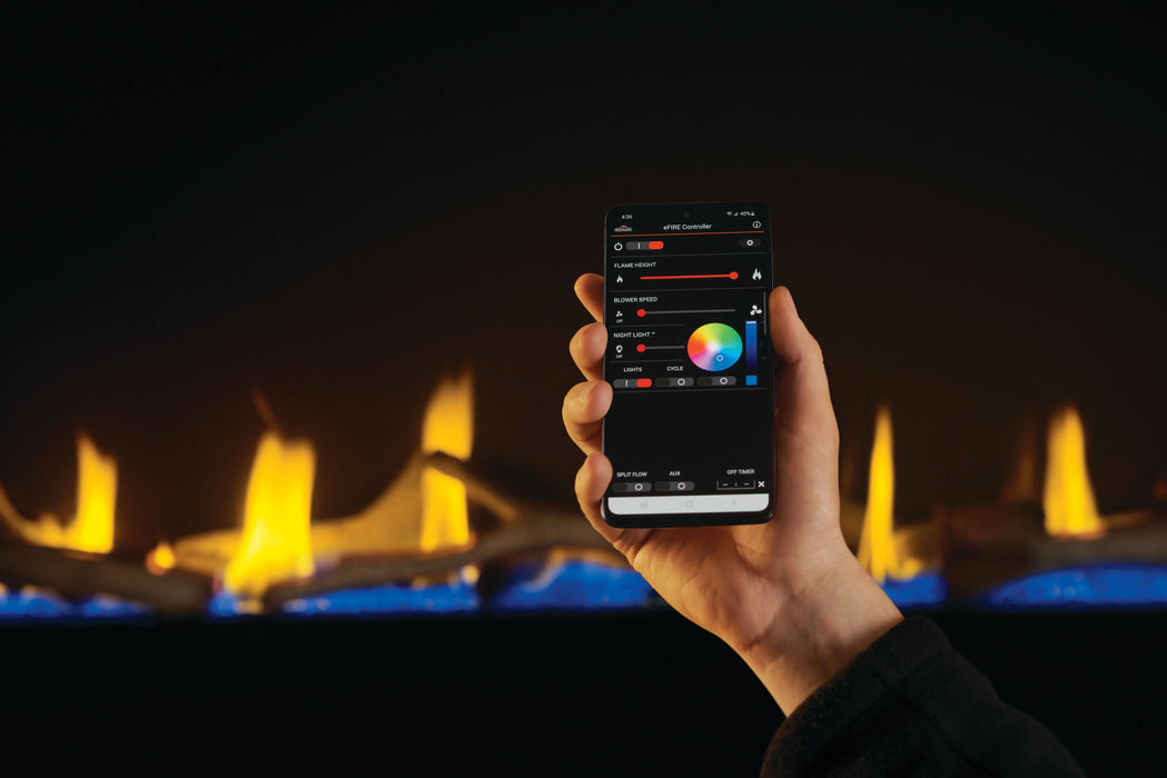 Napoleon Tall Vector gas fireplace, eFire app control