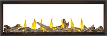 Napoleon Tall Vector 74 see-through gas fireplace, front view with driftwood logs