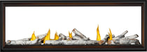 Napoleon Tall Vector 74 see-through gas fireplace, front view with birch logs