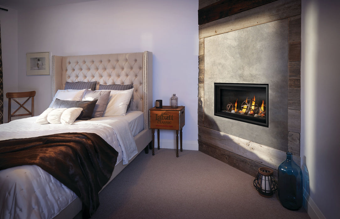 Napoleon Vector 38" Direct Vent Gas Fireplace - installed in a bedroom tile wall