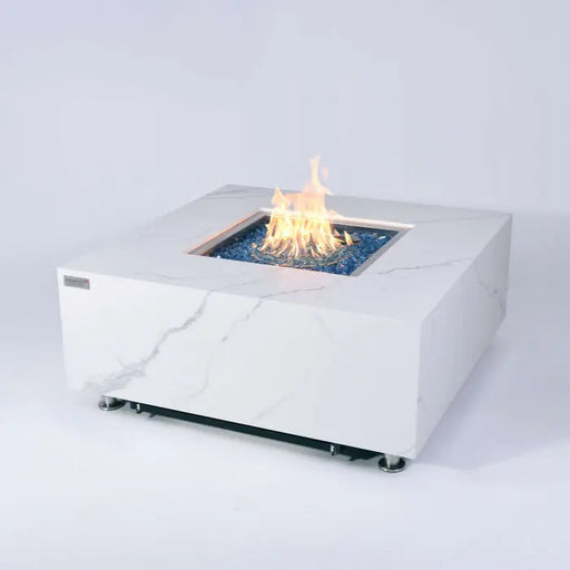 Elementi Plus Bianco 40" Marble Porcelain Fire Table - Bianco White Elementi Plus