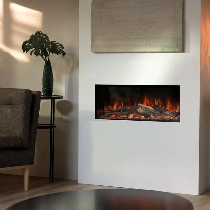 Ortal Evonic E-Lectra 40 built-in electric fireplace in a living room