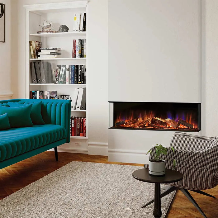 Ortal Evonic E-Lectra 50 built-in electric fireplace in a living room