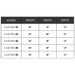 Evonic E-Lectra size chart with height, width and depth for the 32, 40, 50, 60 and 70