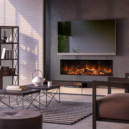 Ortal Evonic E-Lectra 60 built-in electric fireplace in a living room