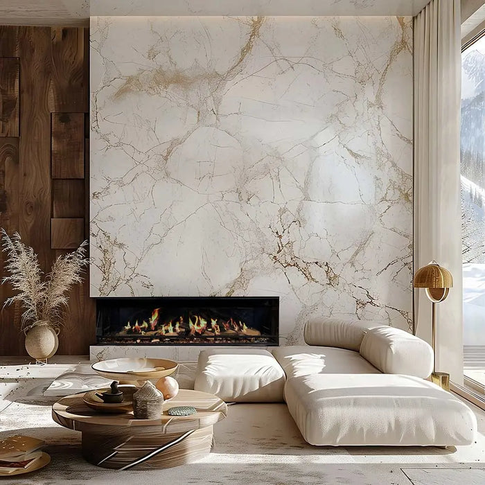 Ortal Holographic 60 frameless electric fireplace built into a living room wall