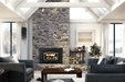 Osburn Matrix 2700 Fireplace Insert - wide living room view with vaulted ceiling
