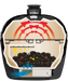 Primo Oval cutaway showing two-zone cooking with a heat deflector over a full charcoal bed