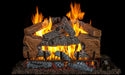 Charred Cinder Split gas logs burning on a black background