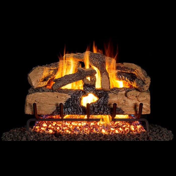 Real Fyre 30" Charred Evergreen Split Oak Vented Gas Log Set with G52 Radiant Fyre Burner System Real Fyre Dreamwood Living
