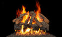 Charred Majestic Oak Flame Enhanced gas logs burning on a black background