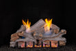 Lakeshore gas log set burning, front view