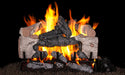 Real Fyre Charred Cinder Birch (CNDB) gas logs with white birch bark burning on a black background