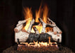 Charred Mountain Birch Flame Enhanced gas log set burning, front view
