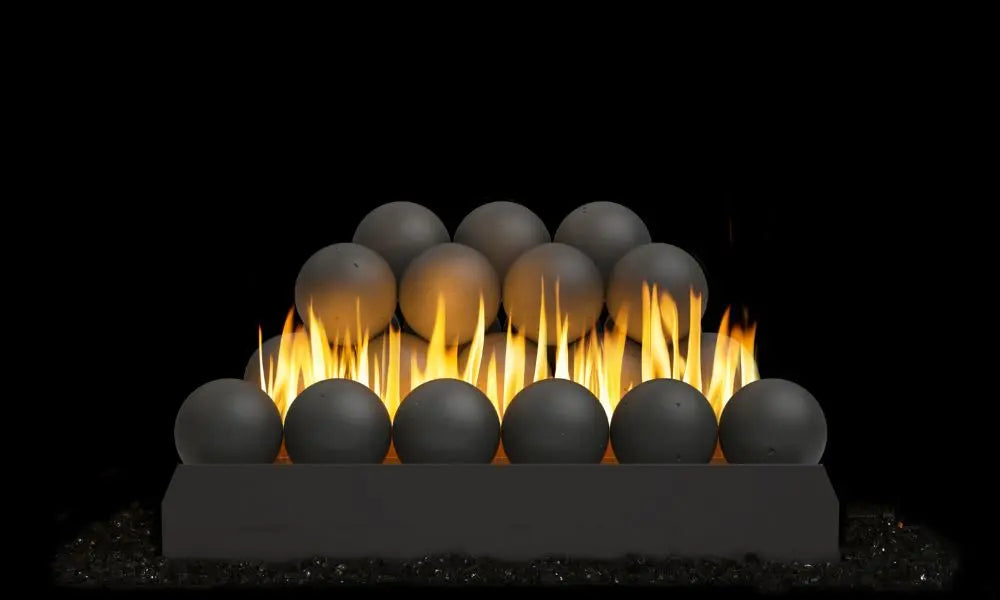 Epic Black spheres stacked on a G23 burner with flames