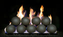 Epic Black spheres in a row with flames rising between them