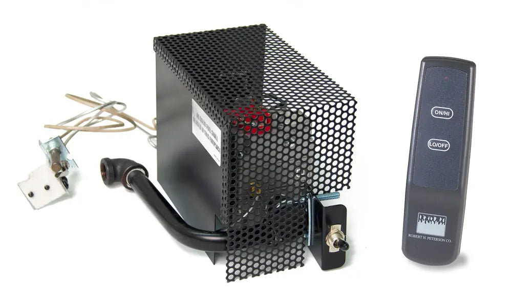 APK-10 valve inside a perforated black heat shield, with pilot assembly and remote transmitter