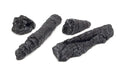 four black charred ceramic log pieces