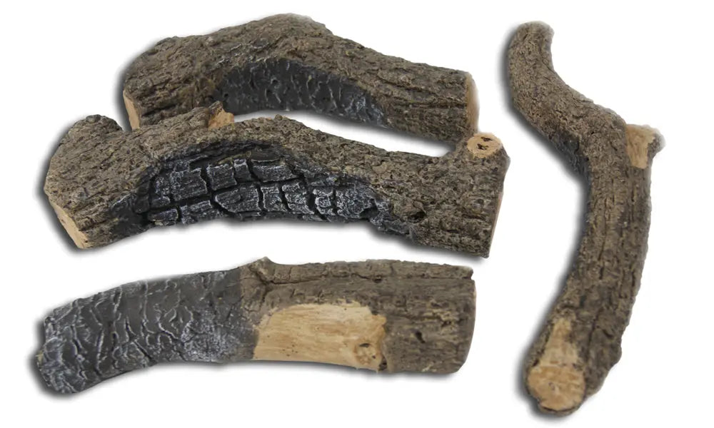 four charred ceramic branches