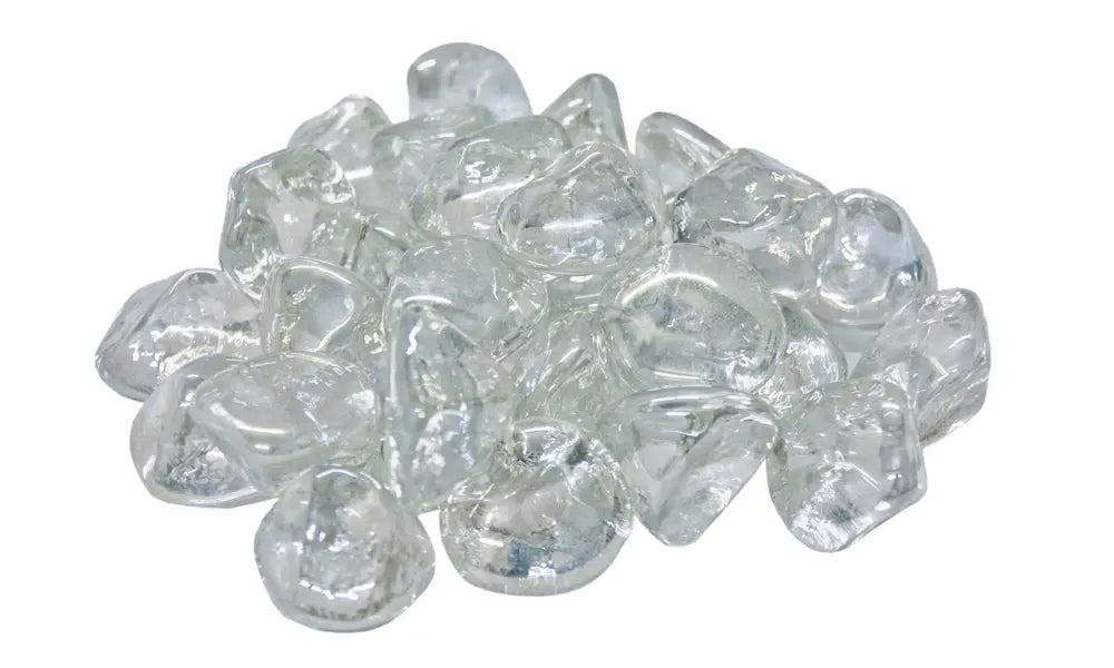 pile of clear glass nuggets