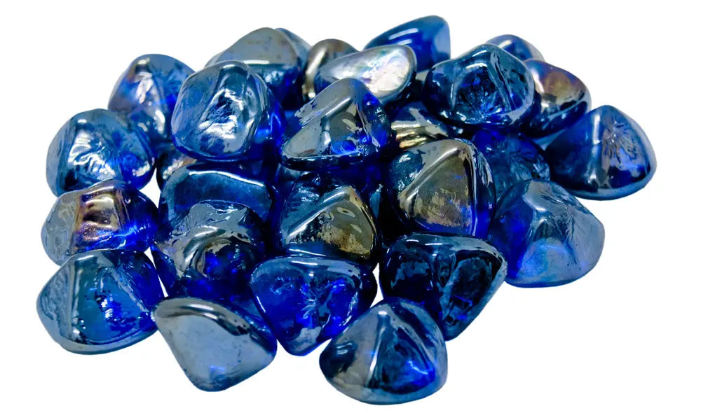 pile of deep blue glass nuggets