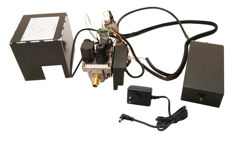 EPK-3V-TR electronic valve with heat shield, control box and power adapter