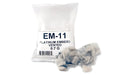 bag labeled EM-11 with loose white Bryte Coals
