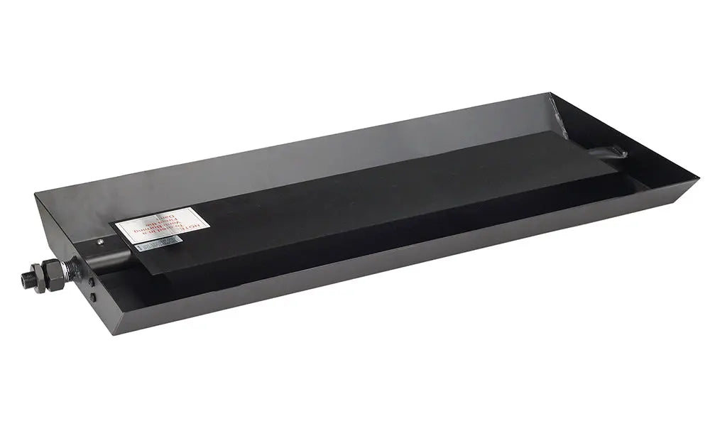 black rectangular steel pan burner on a white background