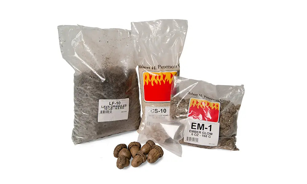 refresh kit bags of embers, sand and granules with ceramic acorns